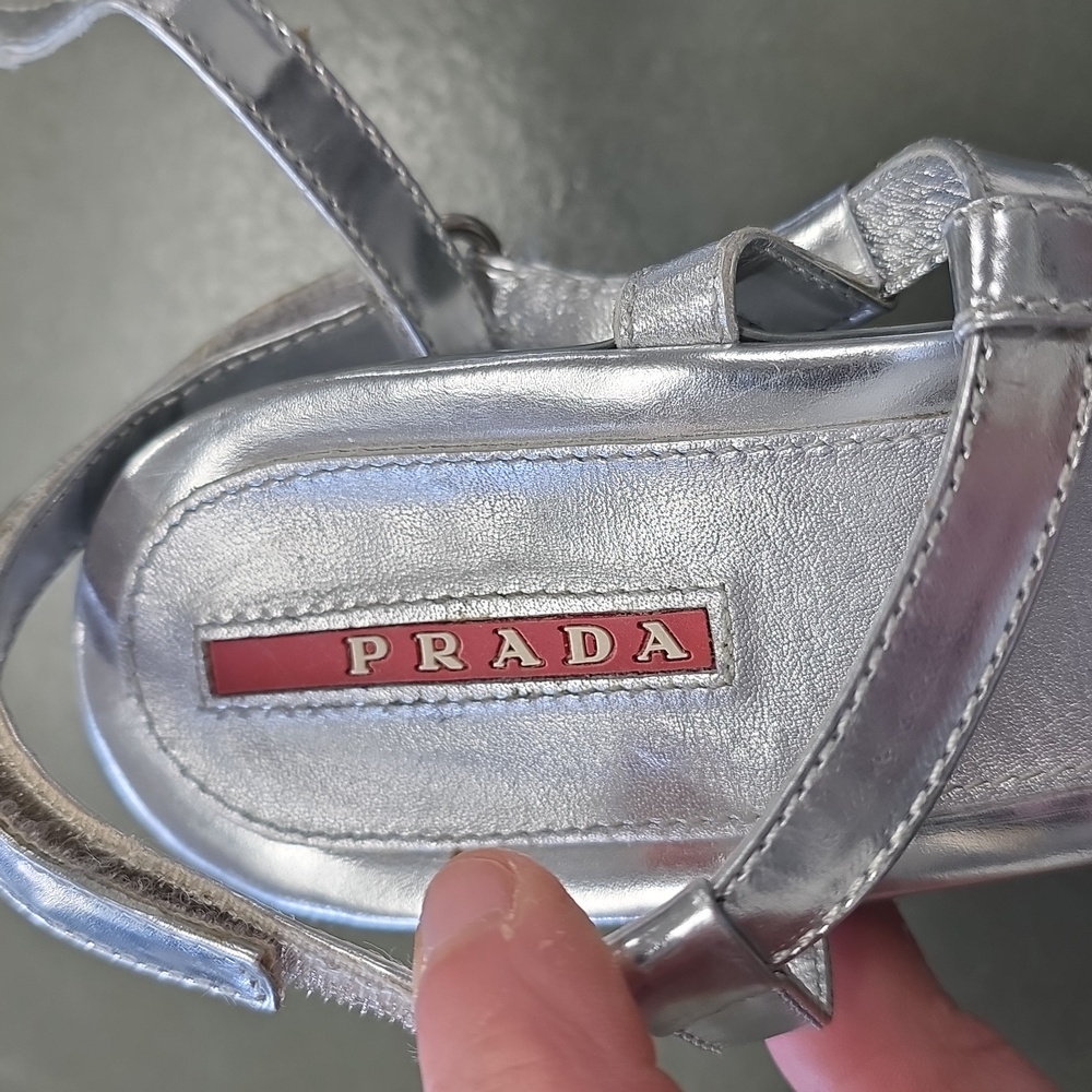 Vintage Y2k Silver Prada Shoes 90s Sz 39 - Picture 3 of 5